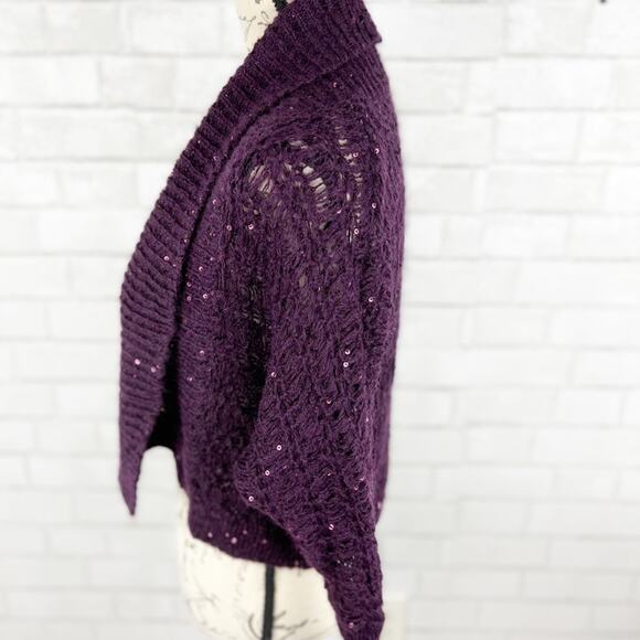 Express Knit Purple Sweater Cardigan with Sequin Size XS - Picture 4 of 7